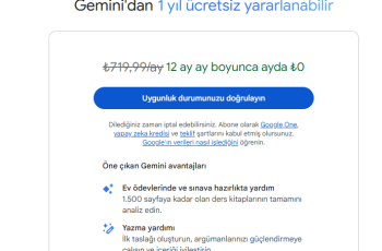 Üniversite Öğrencilerine Özel: Google Gemini 1 Yıl Ücretsiz!